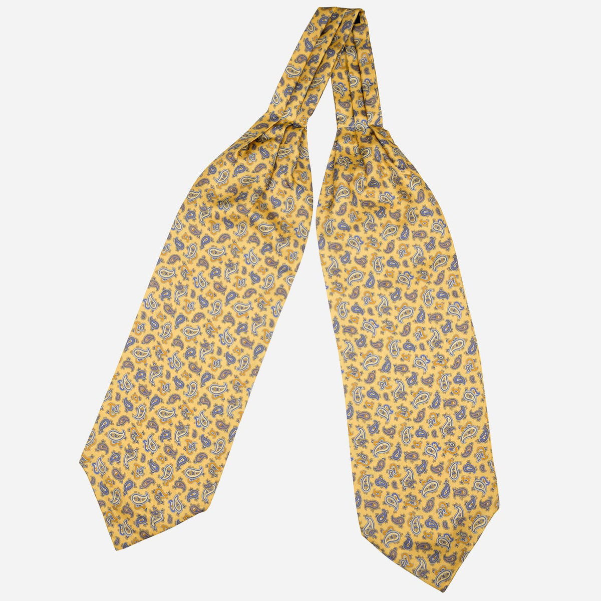 Italian Yellow Paisley Silk Ascot Tie