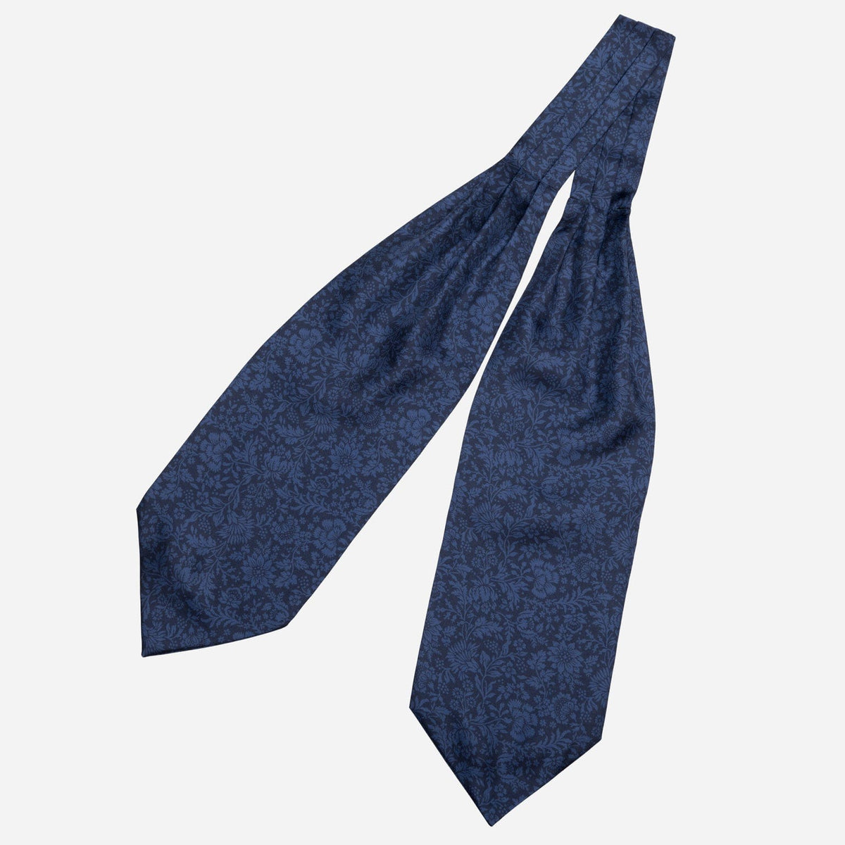 Midnight Blue Floral Italian Silk Ascot Tie