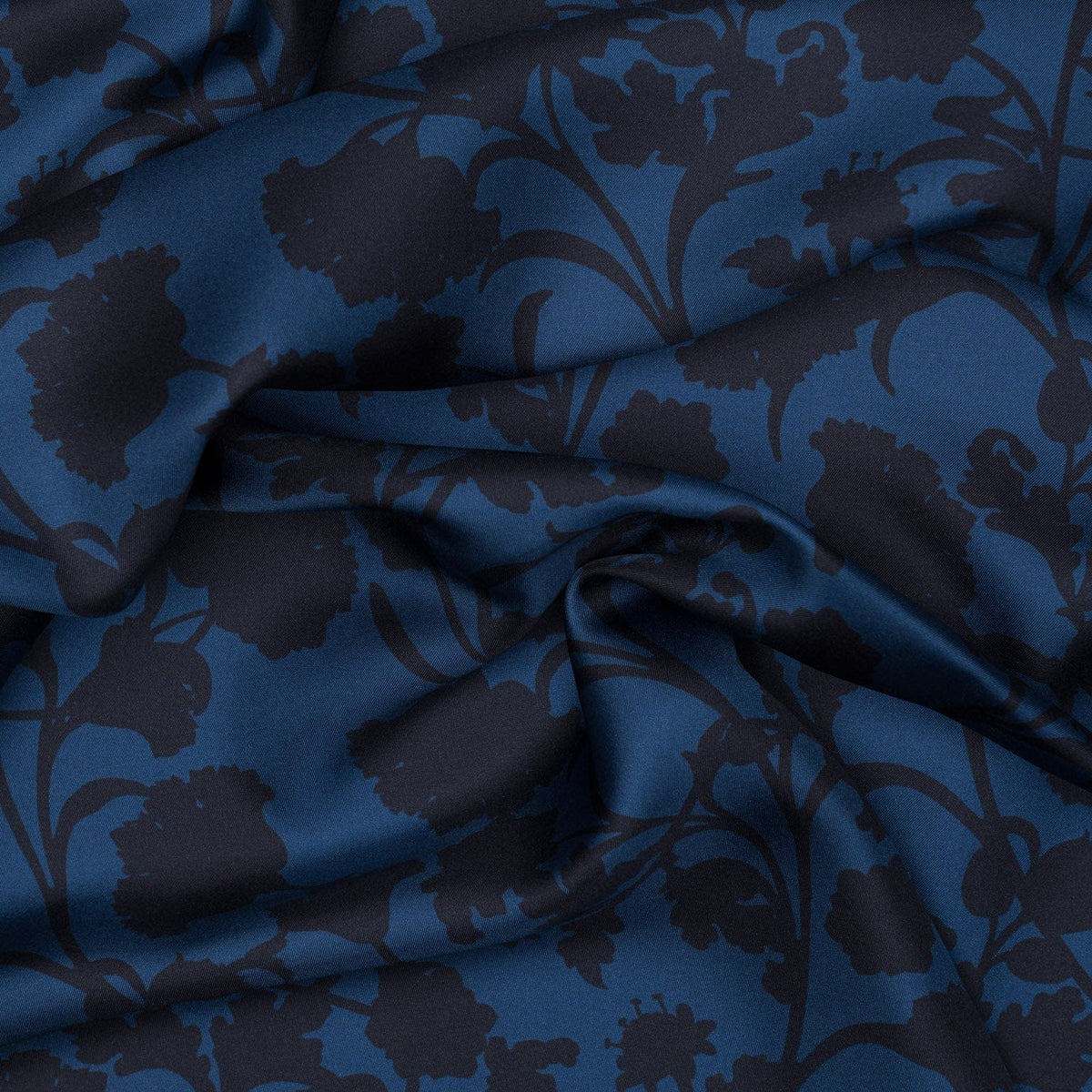 Blue Floral Italian Silk Evening Shawl