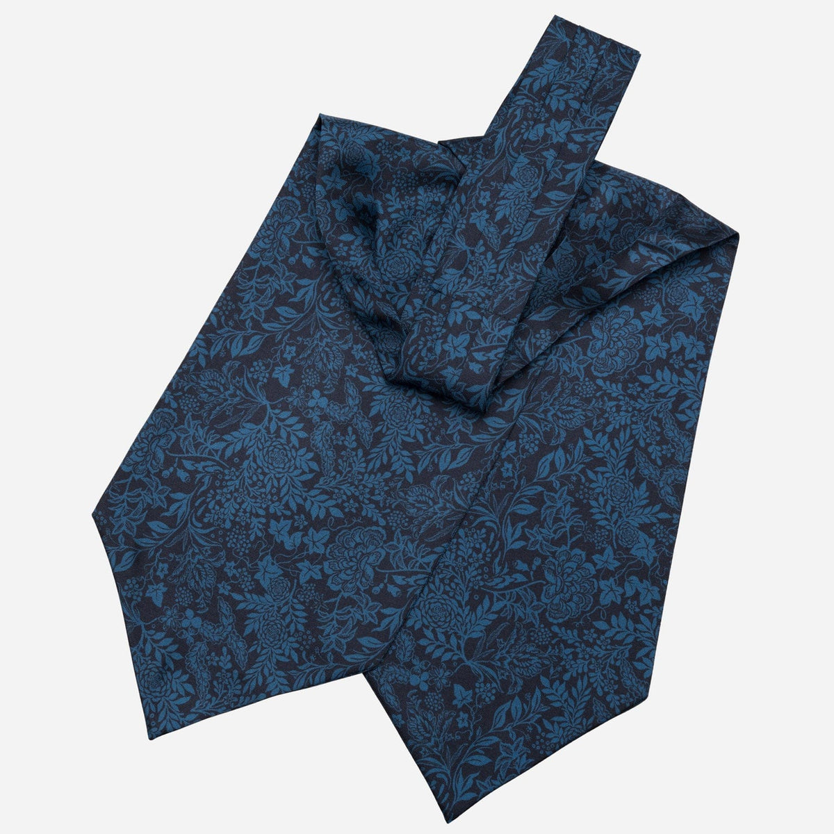 Floral Midnight Blue Italian Silk Ascot Tie