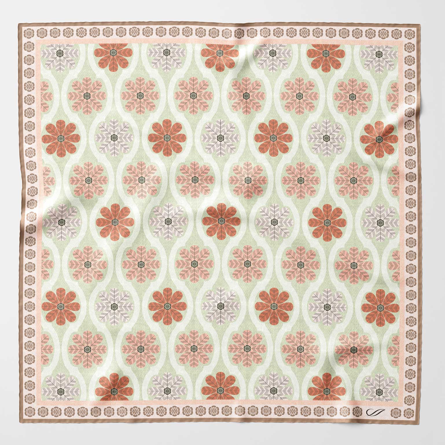 Mint & Blush Silk Italian Pocket Square