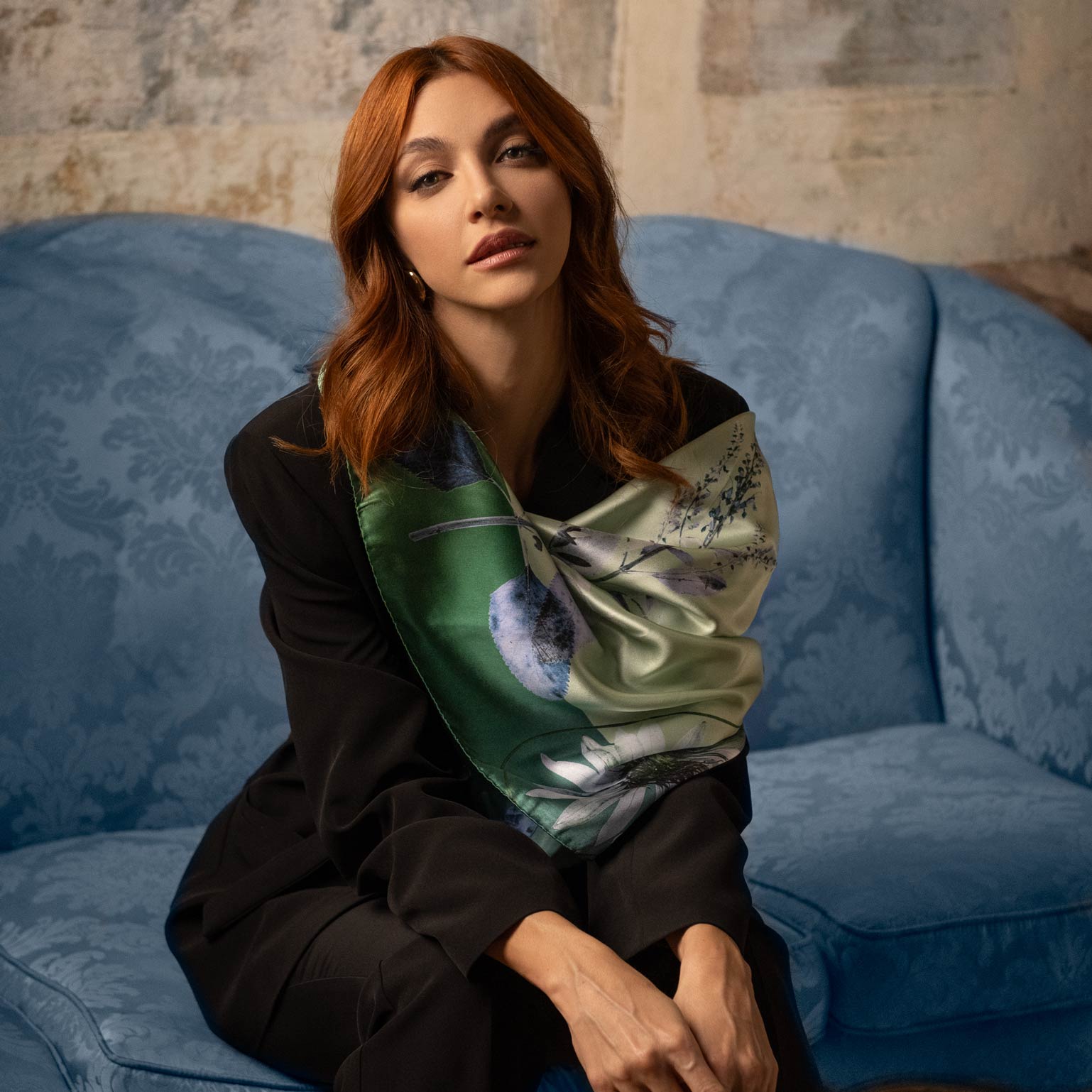 Best green silk satin scarf