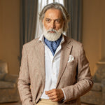 Blue Italian Designer Silk Ascot Tie