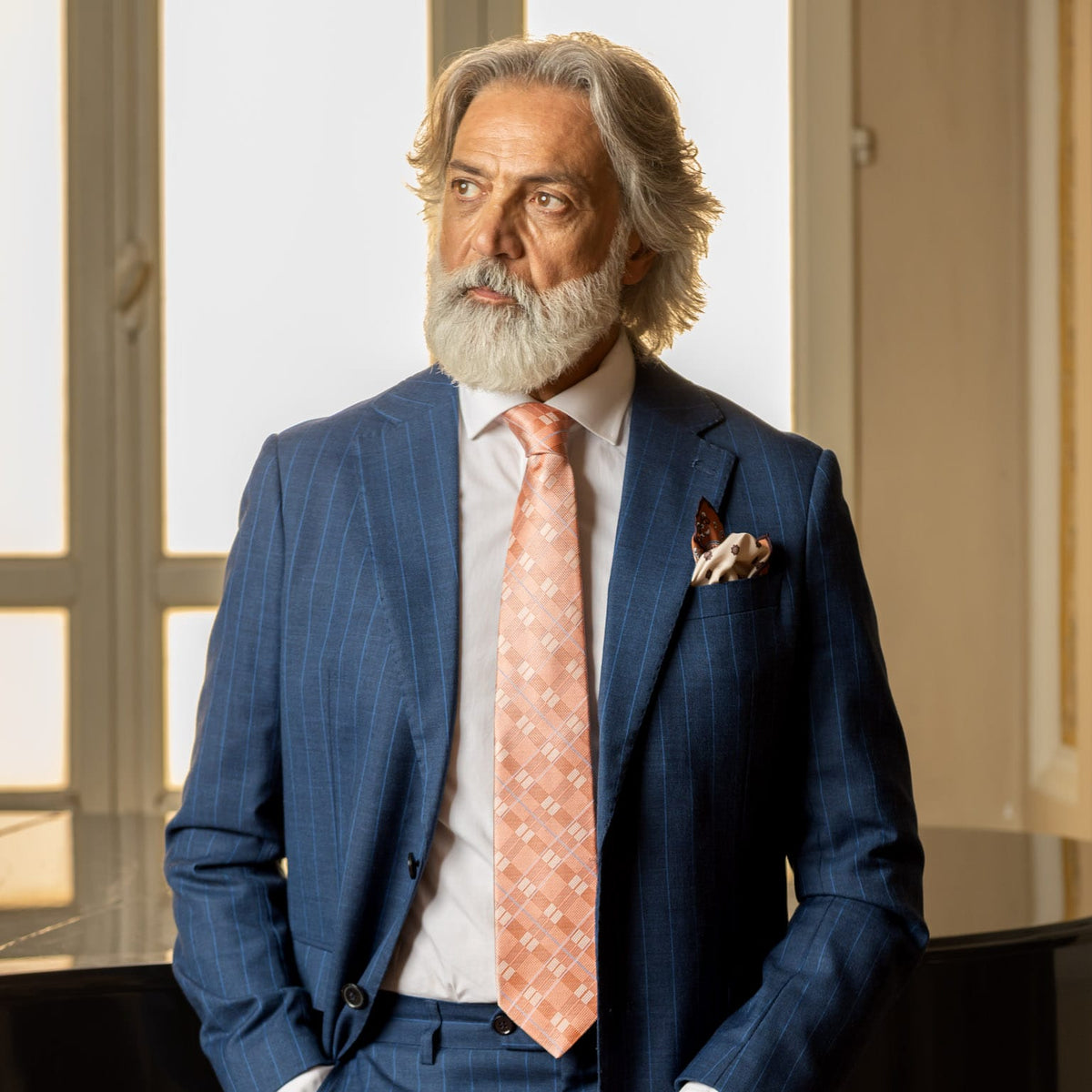 Peach Italian Designer Silk Tie for Men