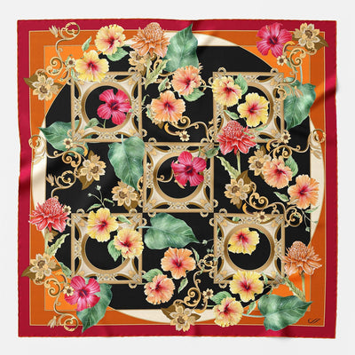 Women's Floral Silk Square Scarf