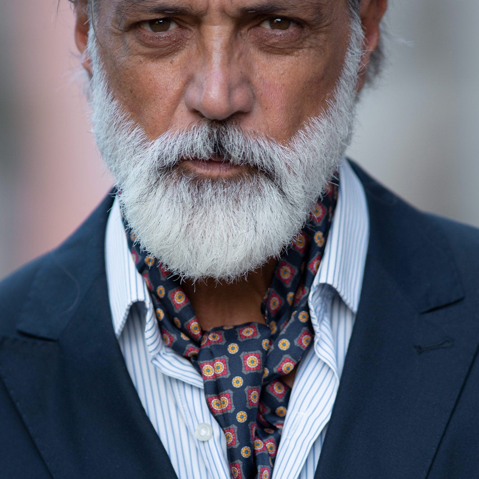 Navy and Red Italain Silk Ascot Tie