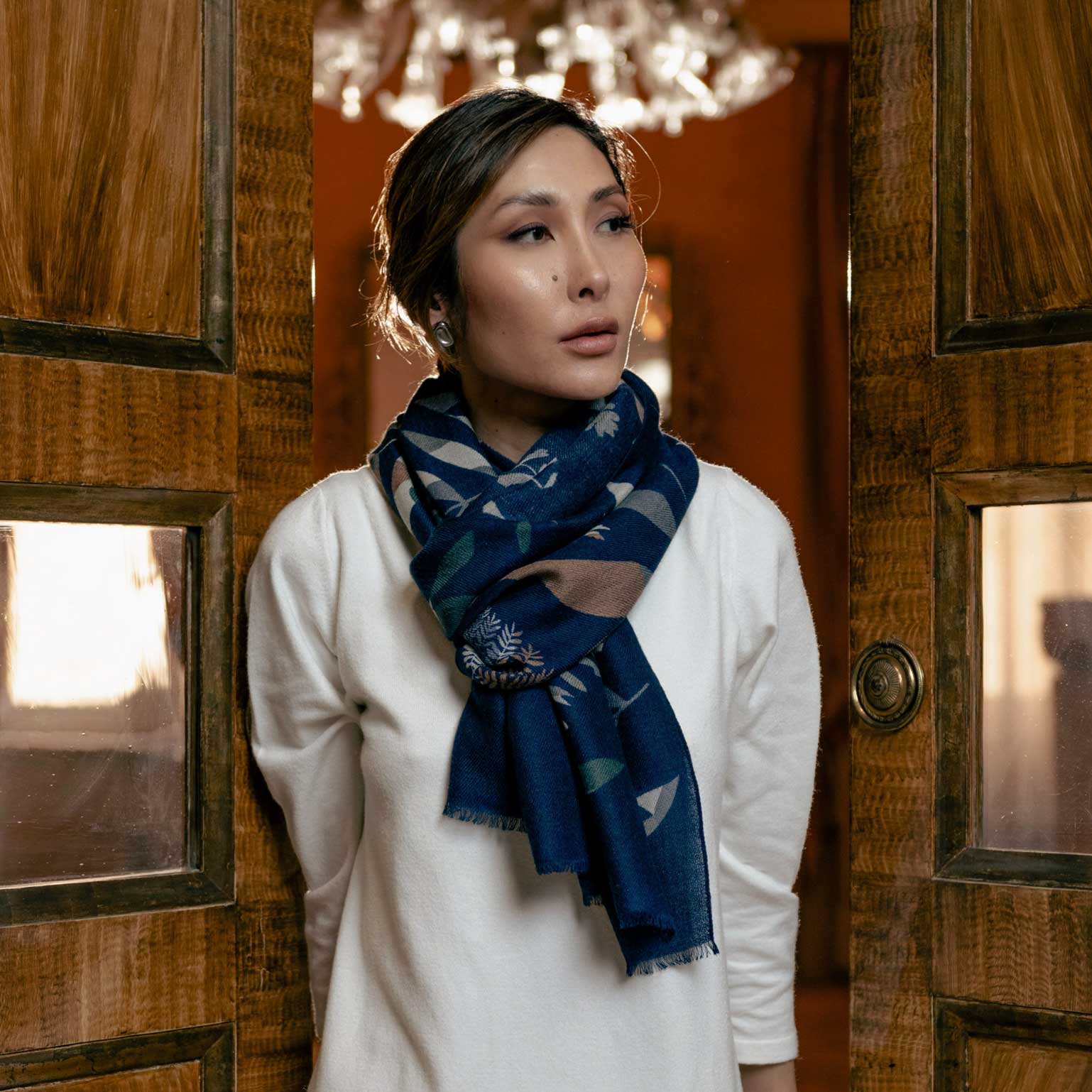 Navy Lightweight Italian Wool Scarf