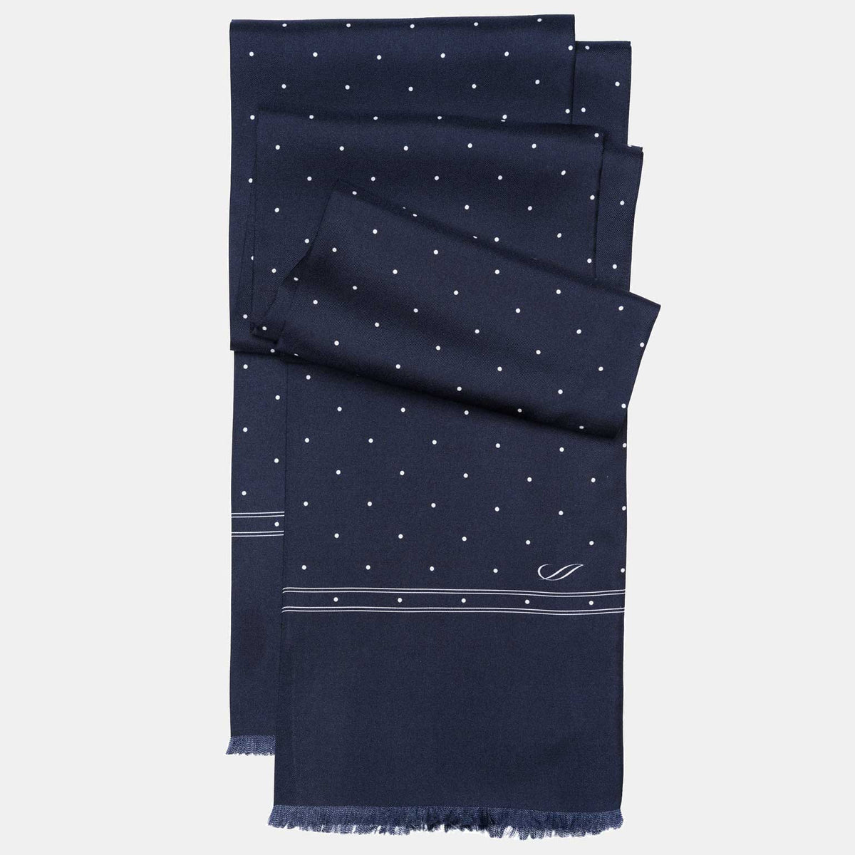 Mens Navy Polka Dot Italian Silk Scarf