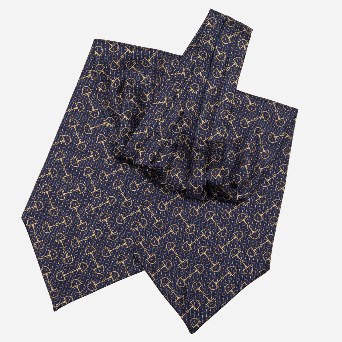 Navy Blue Italian Silk Ascot Tie Day Cravat