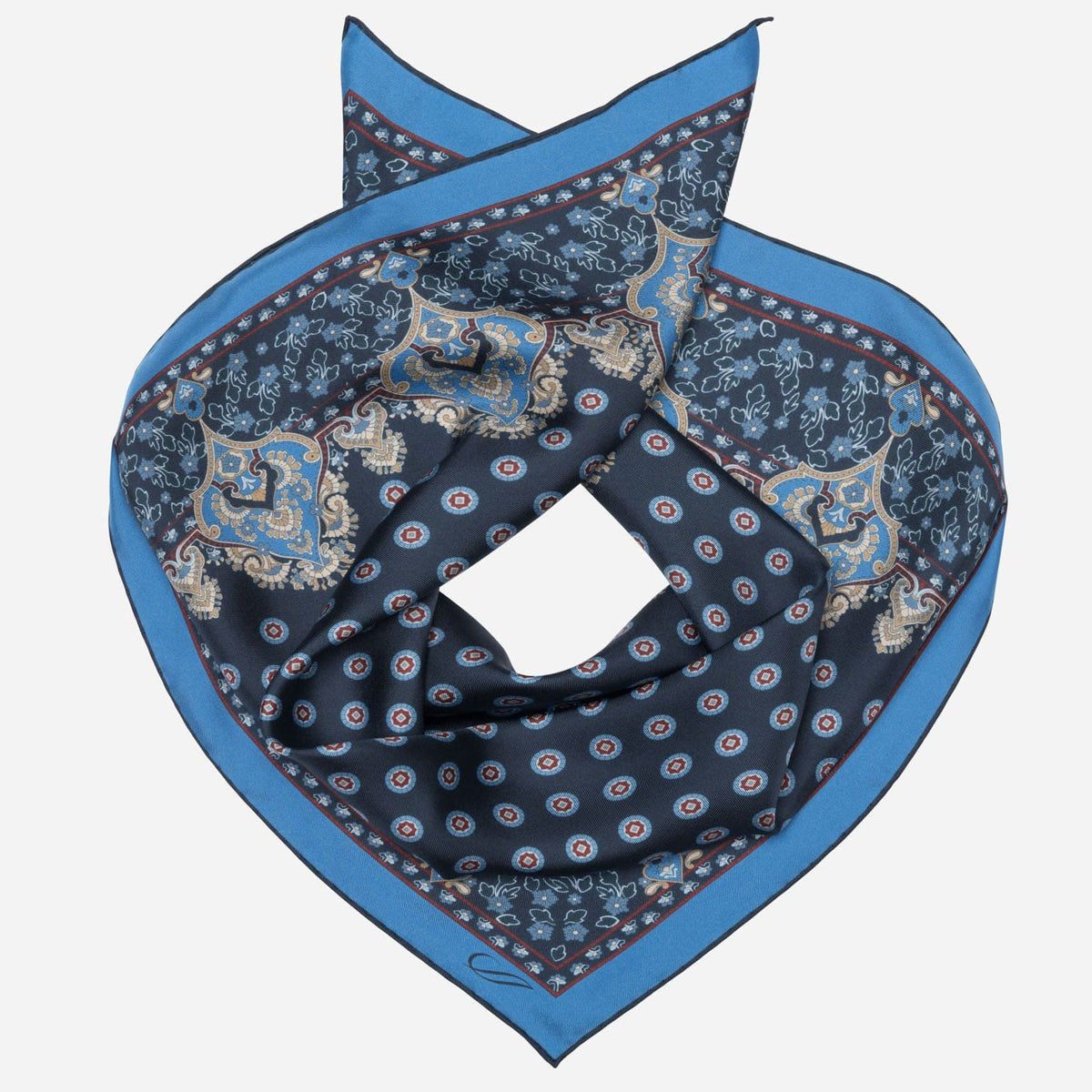 Navy Hand-Rolled Italian Silk Neckerchief