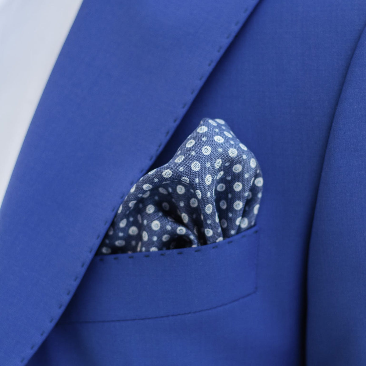 Double Sided Silk Pocket Square - Navy