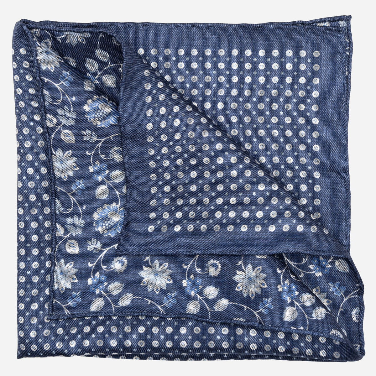 Navy Double Sided Silk Pocket Square