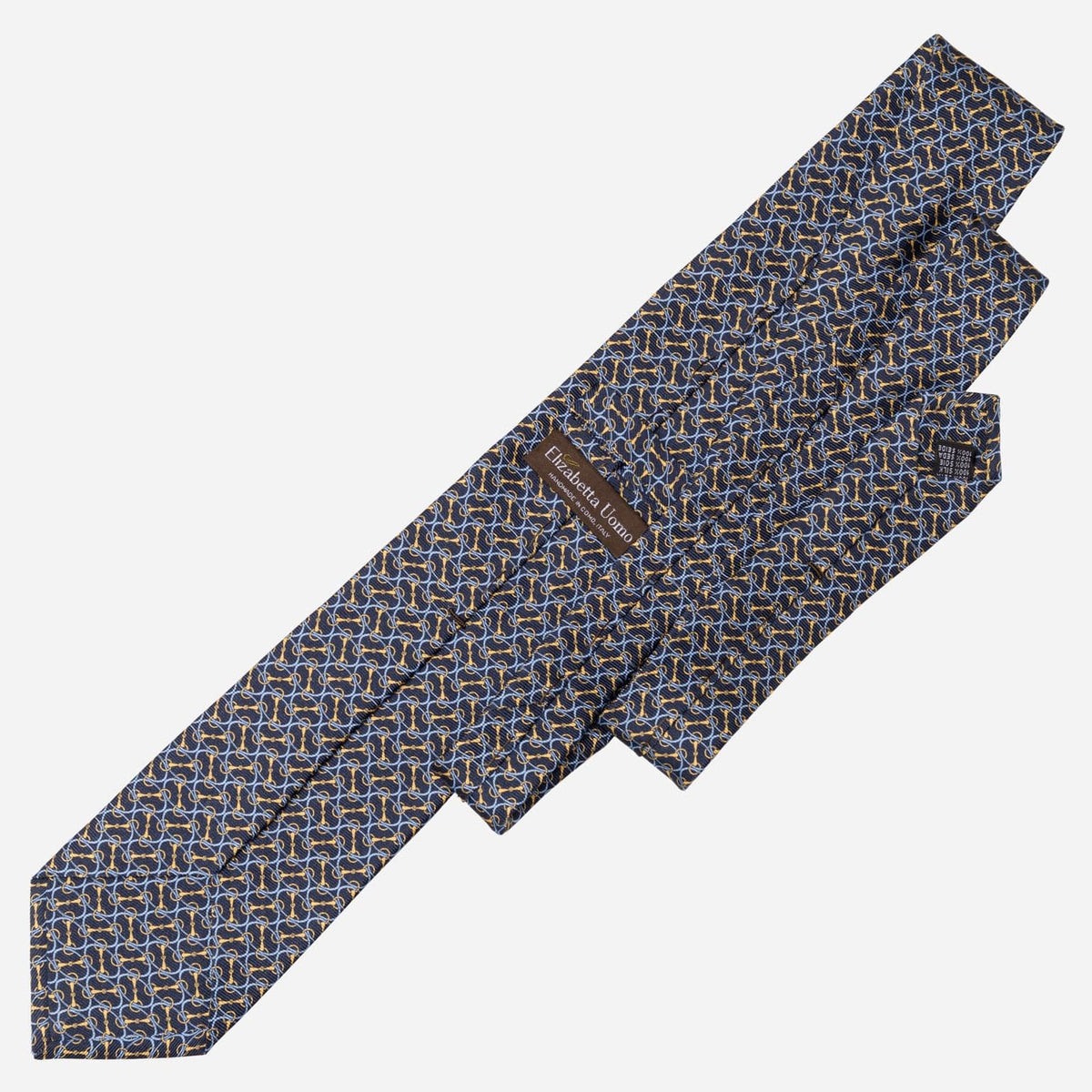 Navy Patterned Handmade Silk Tie