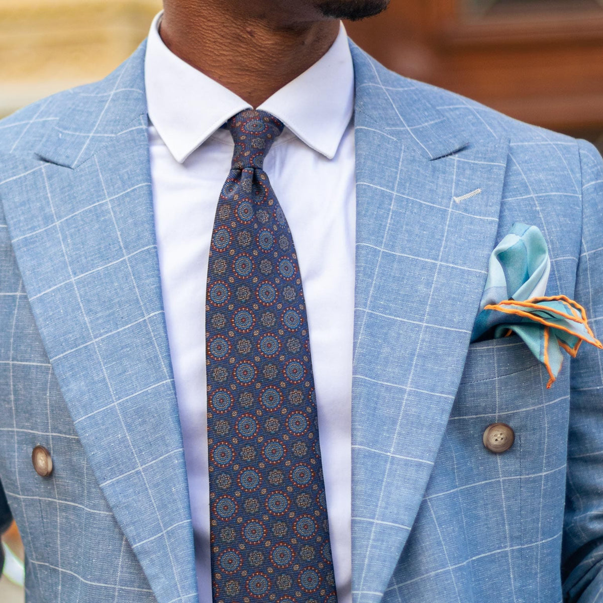 Handmade navy blue madder silk Italian tie