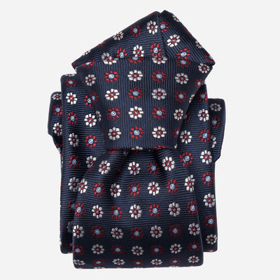 Navy Floral Medallion Italian Silk Tie