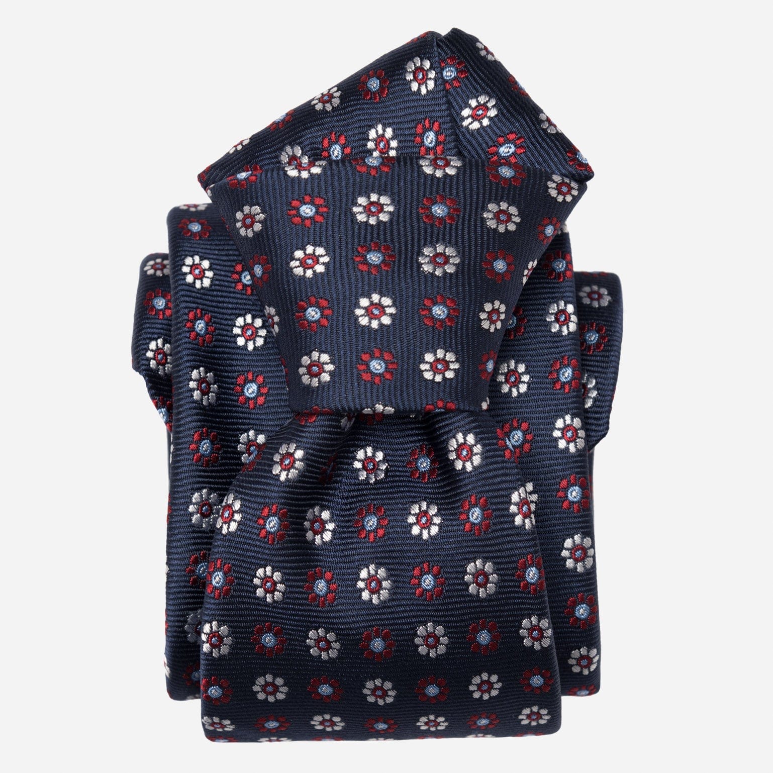 Navy Floral Medallion Italian Silk Tie