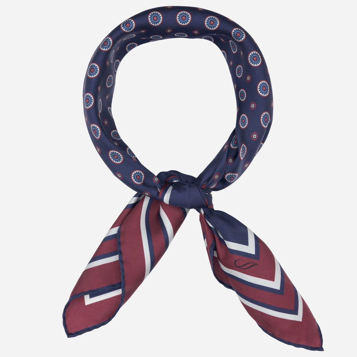 Navy Italian Designer Silk Neckerchief