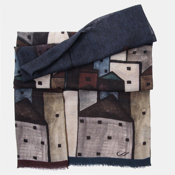 Navy Lightweight Soft Italian Wool Scarf