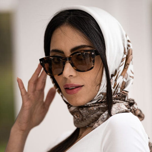 Neutral color silk scarf for women