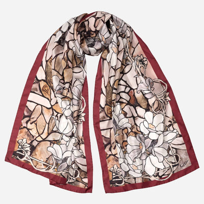 Womens Long Silk Scarf Oak Brown
