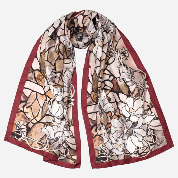 Womens Long Silk Scarf Oak Brown