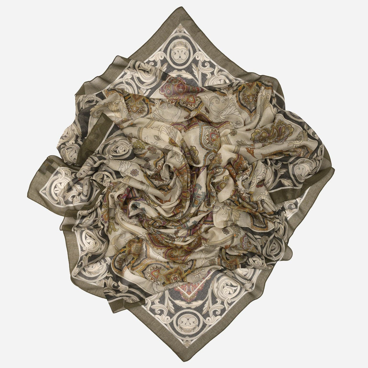 Olive Green Modal Cashemere Square Scarf