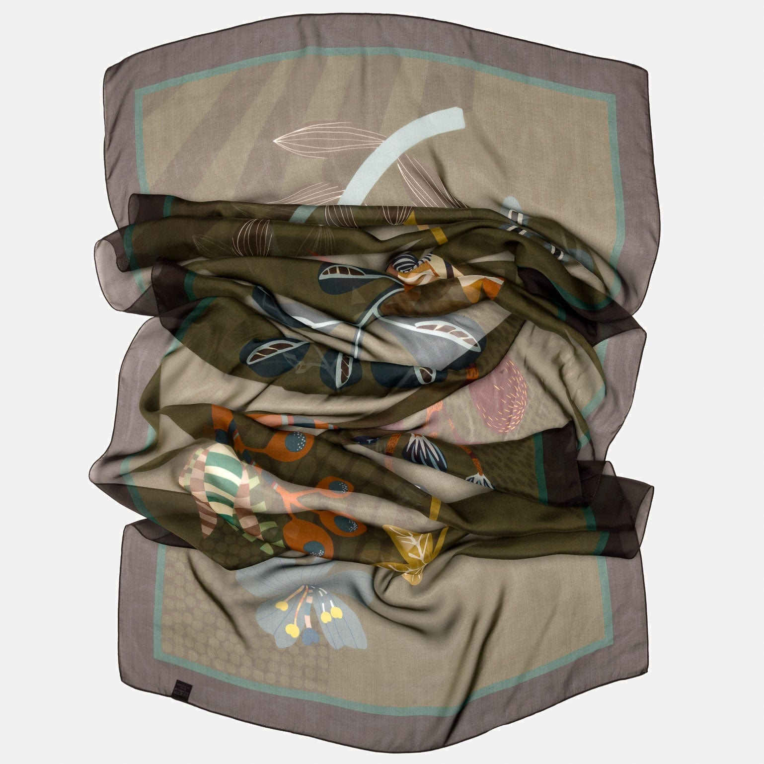 Olive Green Italian Silk Scarf