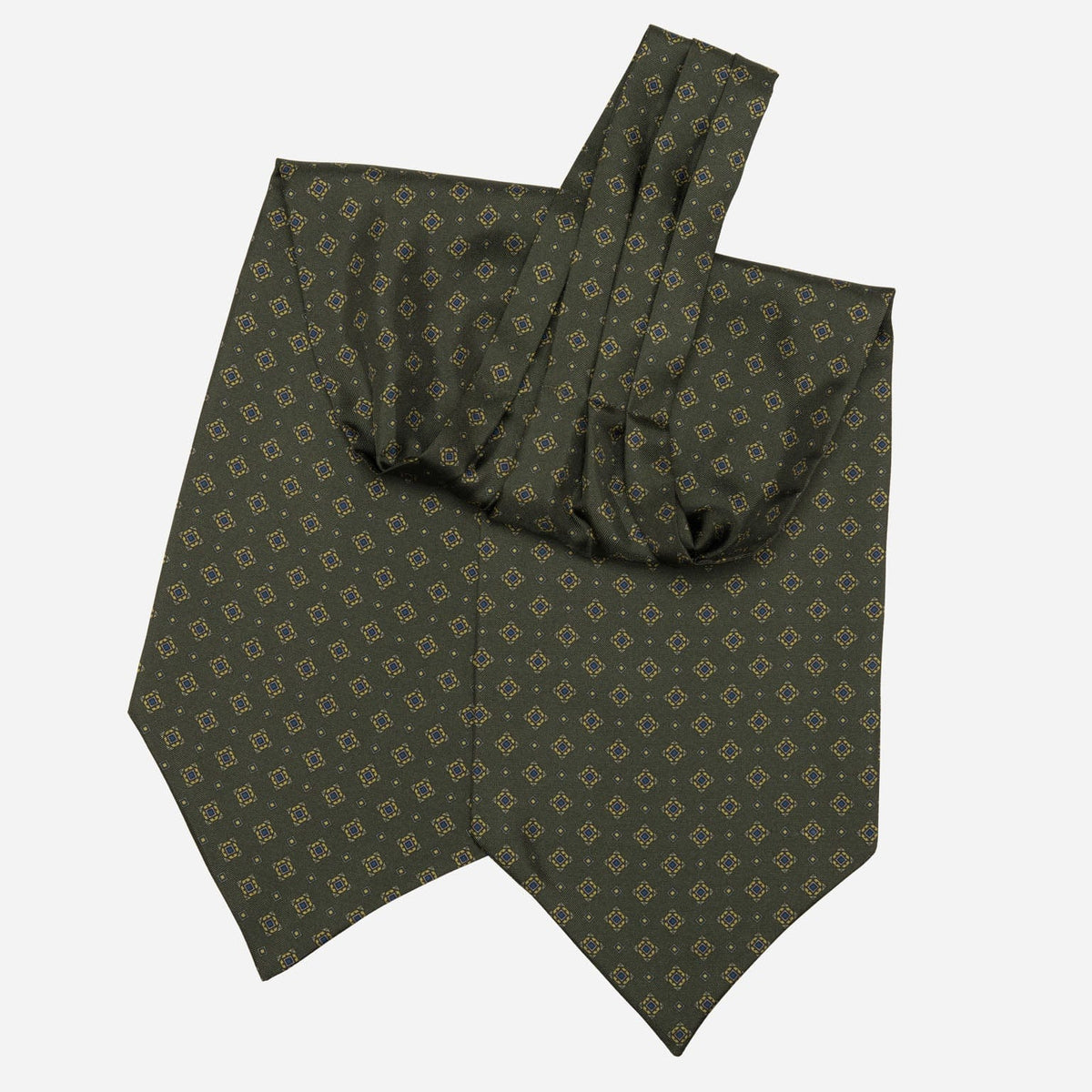 Olive Green Italian Silk Ascot Tie Day Cravat