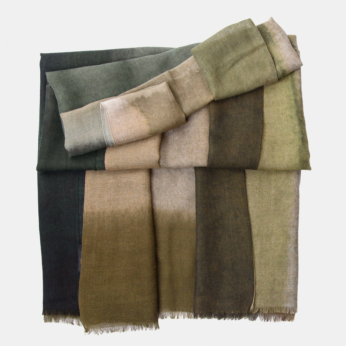 Olive Green Italian Wool Silk Scarf