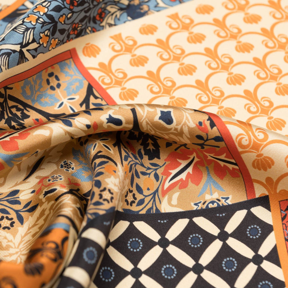 Orange and Blue Italian Silk Neckerchief