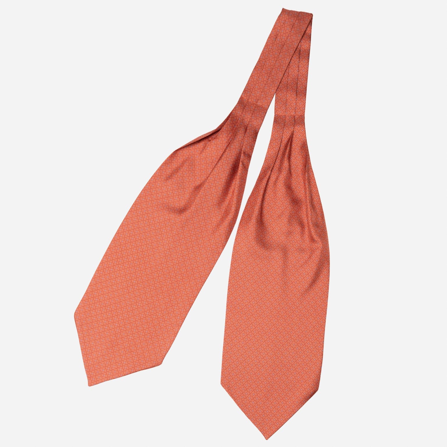 Italian Orange Patterned Silk Ascot Tie