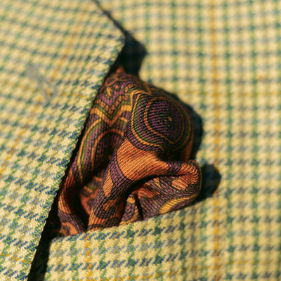 orange madder silk hand rolled large pocket square