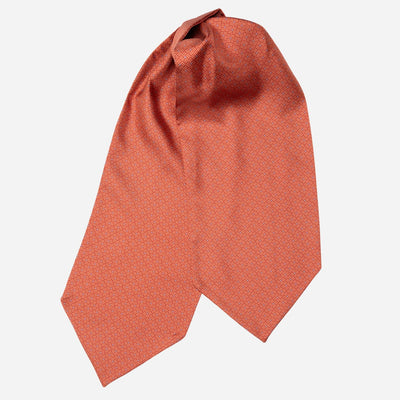 Italian Orange Patterned Silk Ascot Tie