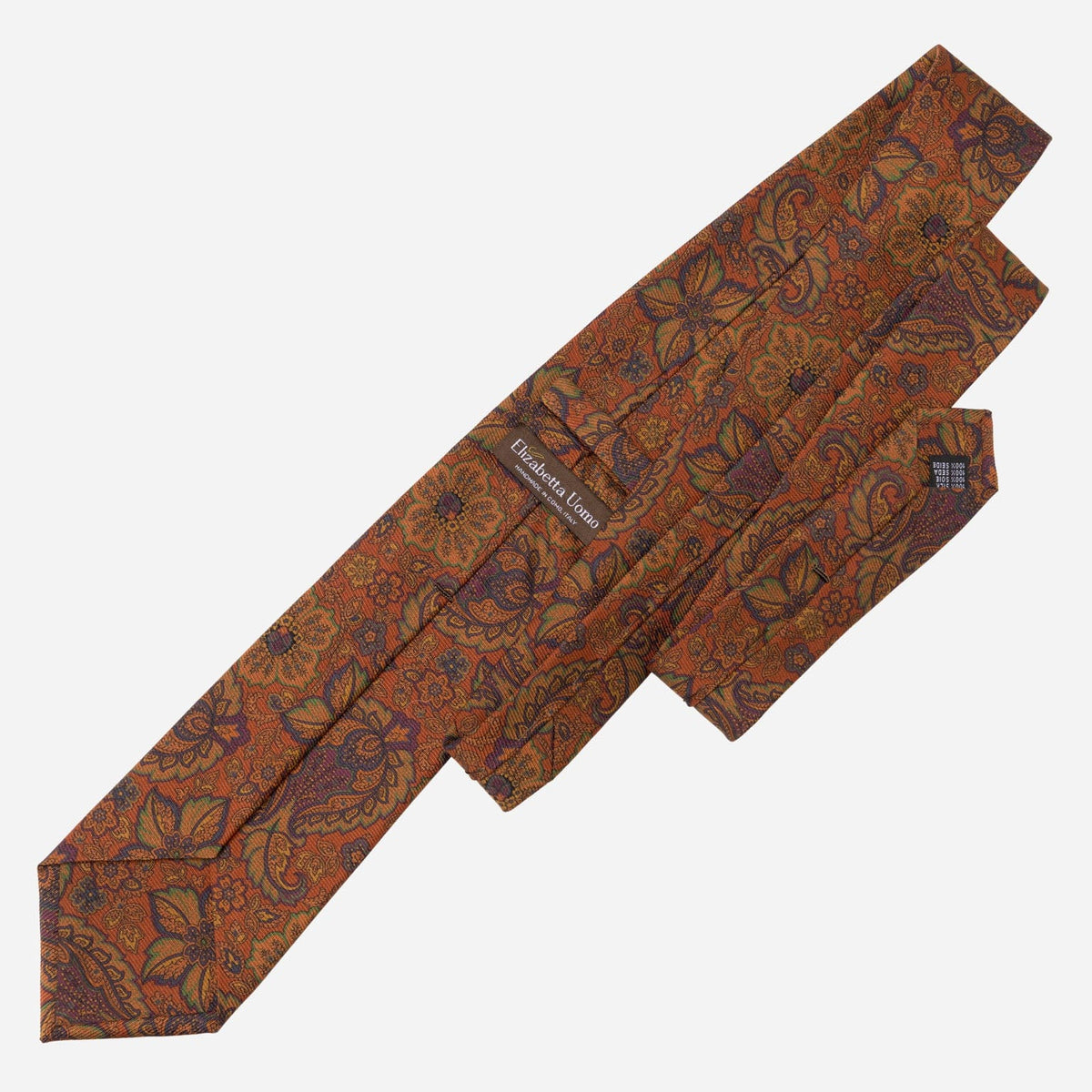 Orange Floral Italian Madder Silk Tie