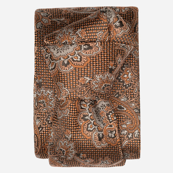 Italian Designer Salmon Silk Paisley Tie