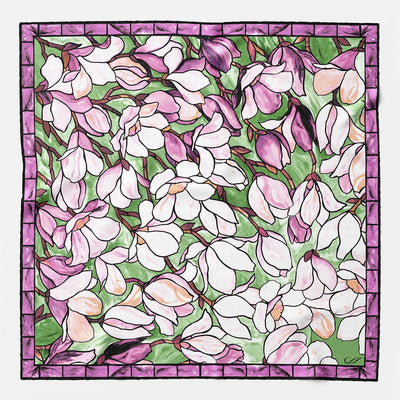 Silk Bandana - Pink Stained Glass Pattern