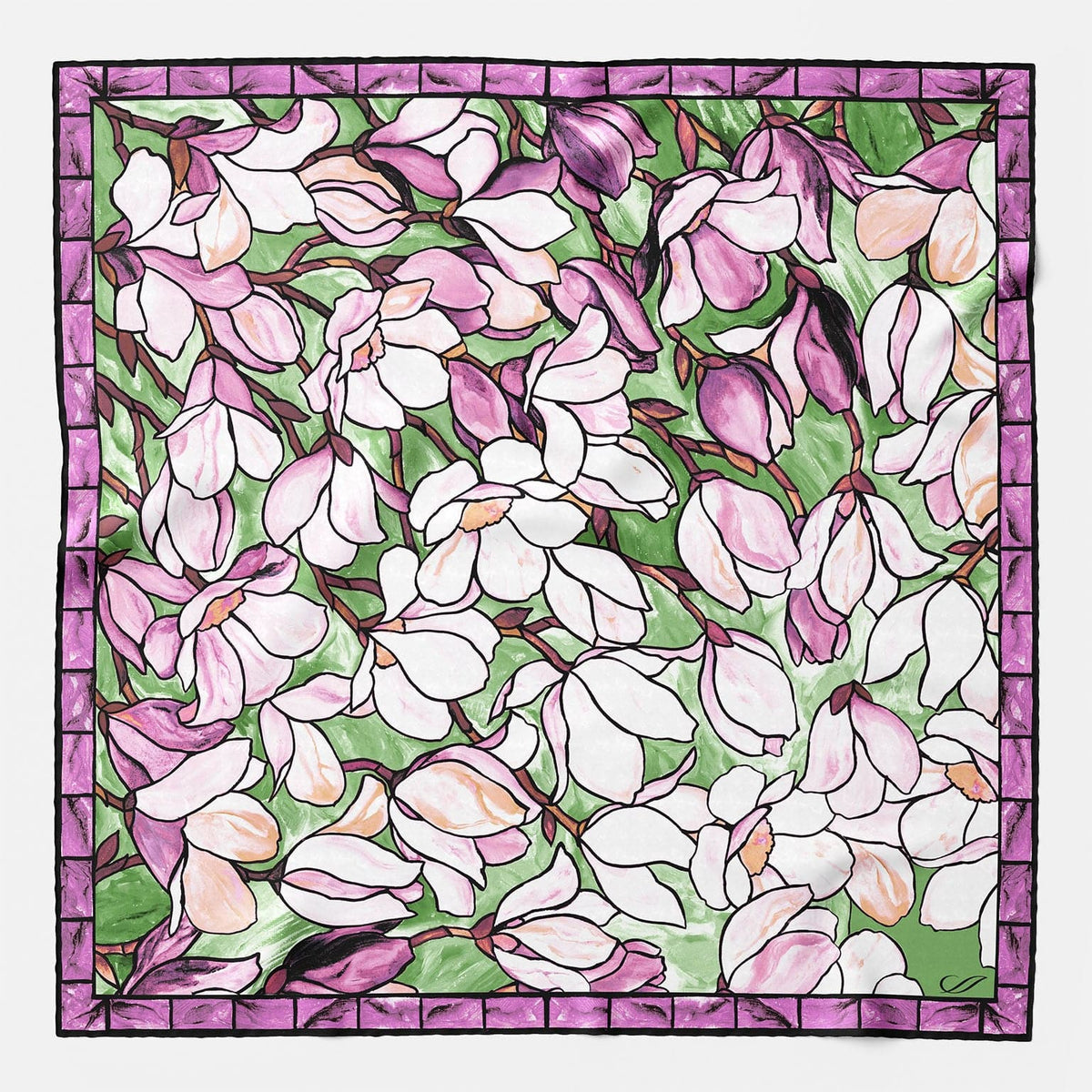 Silk Bandana - Pink Stained Glass Pattern