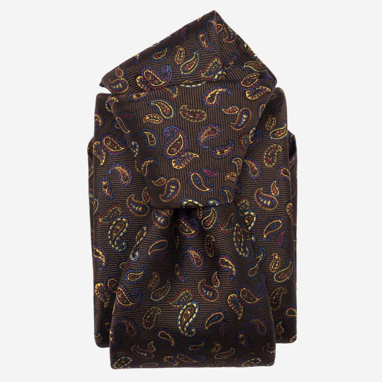 Brown Paisley Italian Silk Jacquard Tie