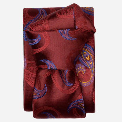 Designer Crimson Red Paisley Silk Tie
