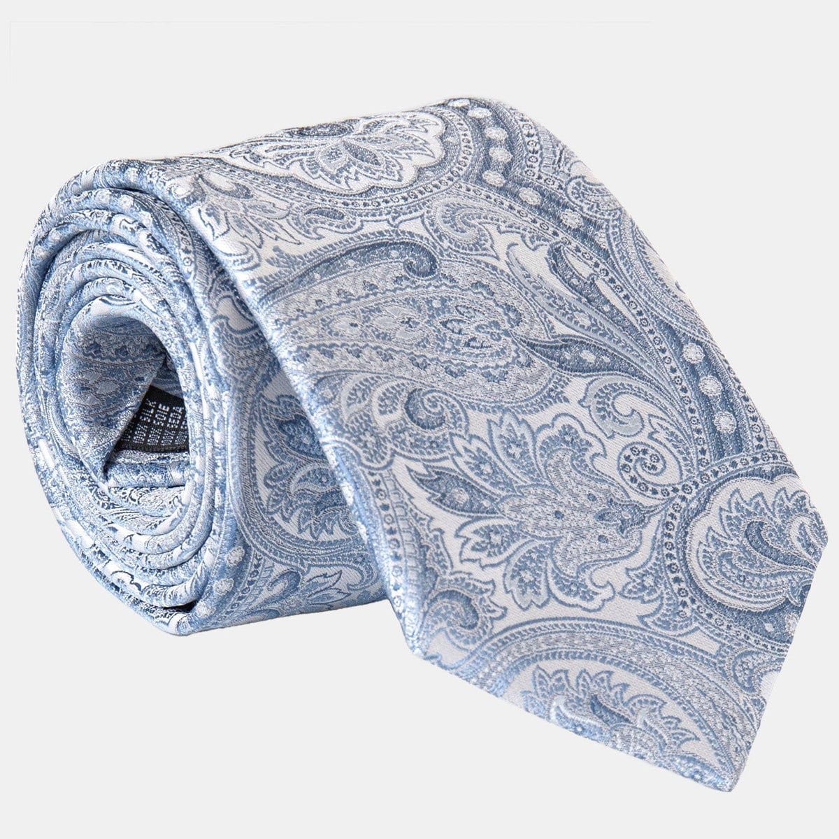 Light Blue Paisley Italian Silk Jacquard Tie