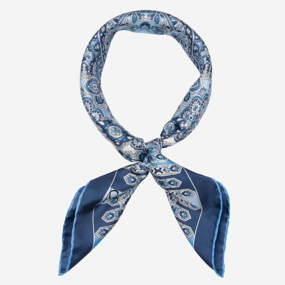 Messina - Hand Rolled Silk Neckerchief - Azure