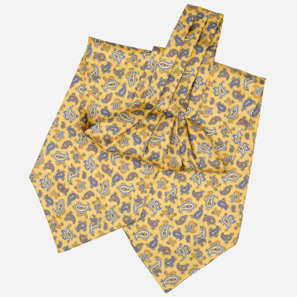 Italian Yellow Paisley Silk Ascot Tie
