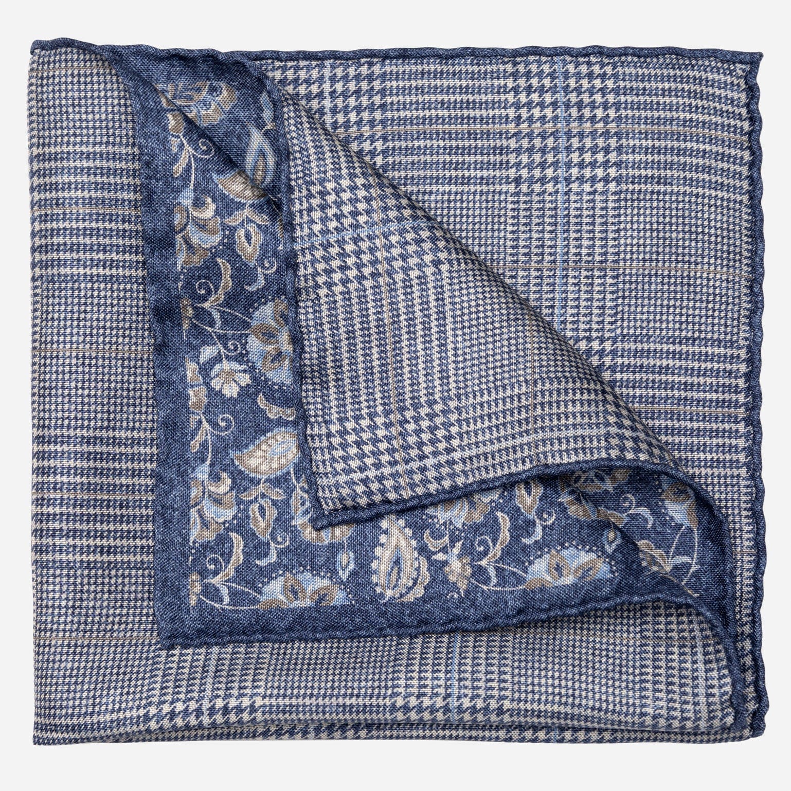 Double Sided Silk Pocket Square Blue