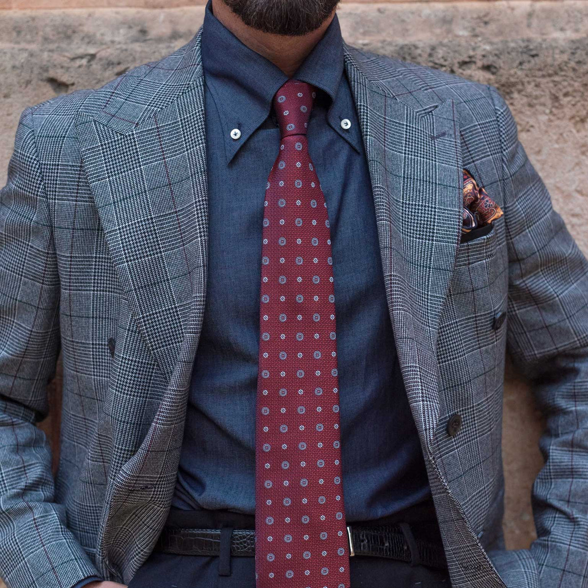 Men's luxury designer woven silk tie made in Italy