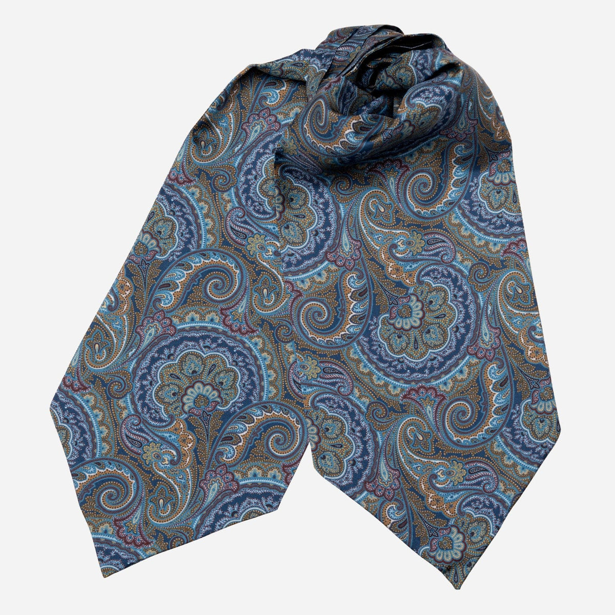 Petrol Blue Paisley Italian Silk Ascot Tie