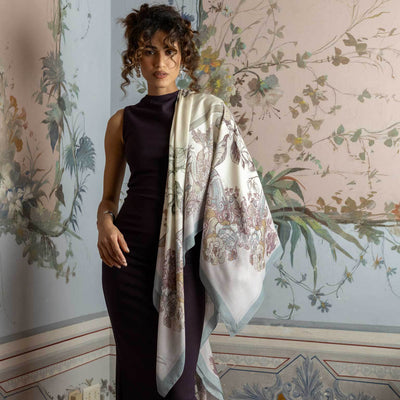 Pink & Blue Modal Cashemere Square Scarf