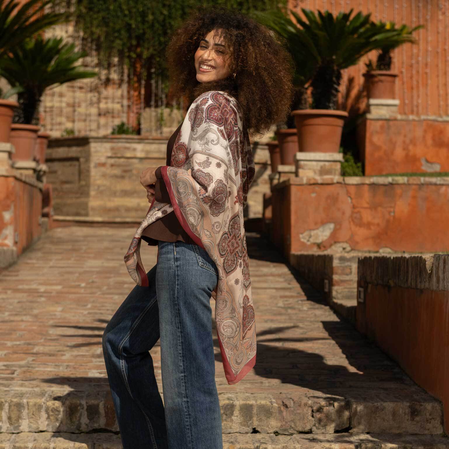 Pink Modal Cashemere Square Scarf