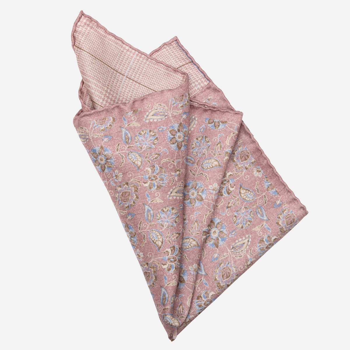 Double Sided Silk Pocket Square Pink