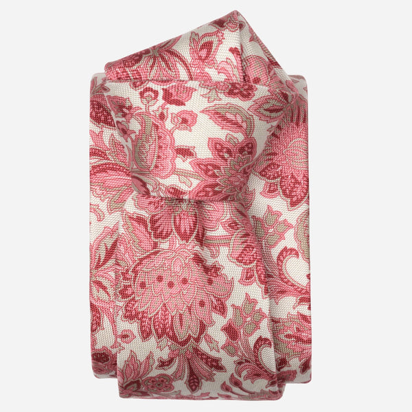 Pink Floral Handmade Italian Silk Tie 