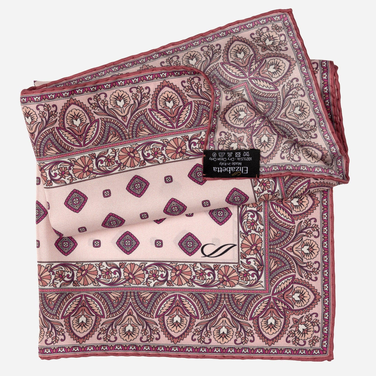 Italian Designer Pink Silk Pocket Square